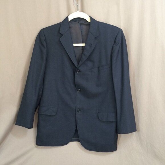 Vintage 70s Mens Blazer Stuart Gray Navy Union Tag 3 Button 42S Sport Coat - Picture 1 of 8
